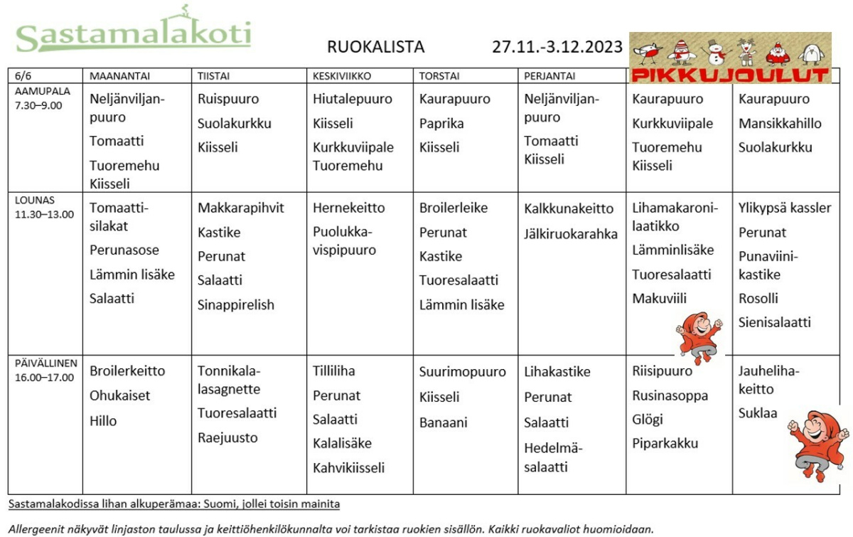 Ruokalista 27.11.2023 alkaen